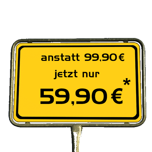 Ortschild der Fahrschule SelbstLenker mit 59,90€ Preisaufdruck.